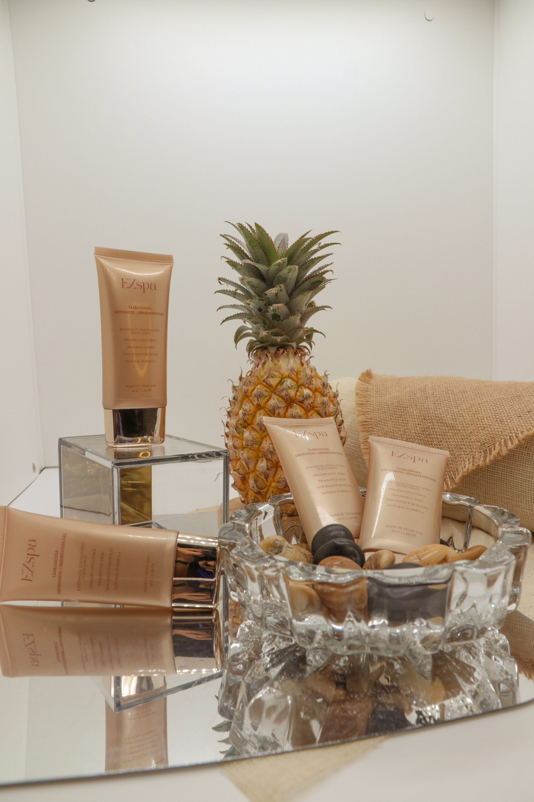 EZspa facial exfoliating scrub tube with natural active ingredients